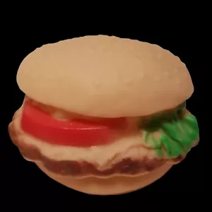 Greenbrier Kennel Club HAMBURGER Food Shaped Squeaky Play Vinyl Dog Toy 3.5" - Picture 1 of 12
