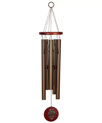 Woodstock Chimes Bronze-Tone Wind Chime w/ Owl Wind Catcher 26" - HCBRO - Image 1 of 3