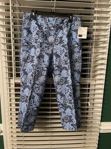 NWT! Liz Claiborne Womens Pants Size 12 Paisley Blue/Yellow Ankle Length - Picture 1 of 5