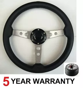 13.7" STEERING WHEEL AND BOSS KIT FIT VW TRANSPORTER CARVELLE BUS T2 T25 T3 T4 - Picture 1 of 7