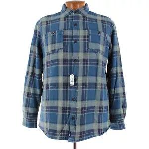 Johnnie-O NWT Cotton Fleece Lined Flannel Shirt Jacket Sz L In Blue/Green Plaid - Picture 1 of 13