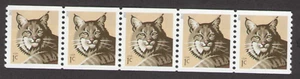  US. 4802. 1c. Bobcat. Coil Strip of 5. Mint. NH. 2013 - Picture 1 of 1