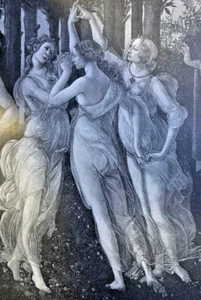 Ilustración de revista vintage de 1890 Las tres gracias de Sandro Botticelli - Imagen 1 de 2