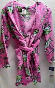 Girls Size 7-8 Bathrobe Baby Yoda Pink Star Wars with Pockets Long Sleeve Robe - Picture 1 of 3