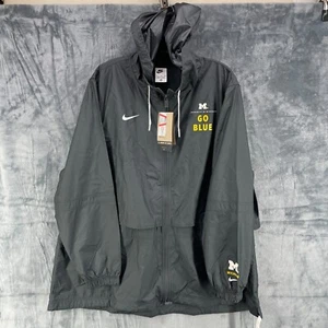 Nike Michigan Wolverines nuova con etichetta giacca donna windrunner con cappuccio repel grigio pioggia XXL - Foto 1 di 17