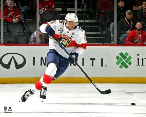 Aleksander Barkov Florida Panthers Unsigned White Jersey Skating 16" x 20" Photo Cover