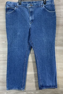 Jeans de mezclilla Lee vintage 46x30 para 44x30 azul pierna recta 5 bolsillos hechos en EE. UU. - Imagen 1 de 11