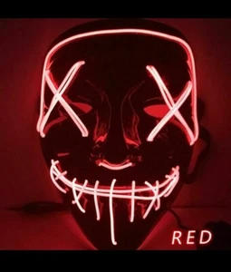 Halloween Clubbing Light Up LED Mask Costume Rave Cosplay Party Purge 3 Modes - Picture 1 of 3