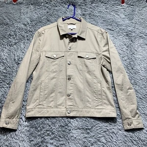 Chaqueta para hombre Reiss Surrey Trucker color caqui tostado con lino talla XL - Imagen 1 de 8