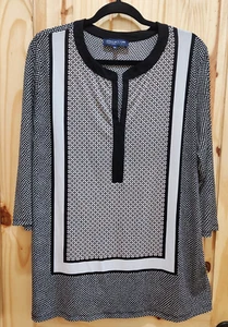 Blusa Pullover Jones New York Signature Para Mujer 1X Estampado Negro/Blanco - Imagen 1 de 5
