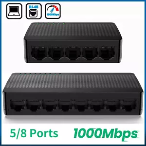 10/100/1000 Mbps 5/8 Ports Fast Ethernet LAN Desktop RJ45 Network Switch Hub - Picture 1 of 13