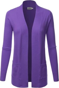 LALABEE Women's Open Front Pockets Knit Long Sleeve Sweater Cardigan - Picture 1 of 2