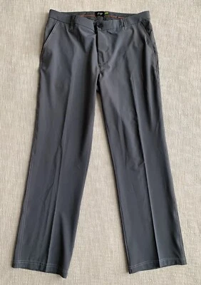 Sligo Mens Golf Pants Sz 36x34 Flat Front Stretch Solid Grey Pockets Zip Logo - Image 1 of 4