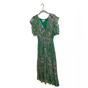 Le Ragazze grün V-Ausschnitt Blumen Seidenmischung Maxikleid Medium - Bild 1 von 8