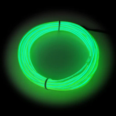EL Wire Fluorescen Green, 16.4Ft/5M Portable Battery Pack Neon Light Strip 360° - Image 1 of 4