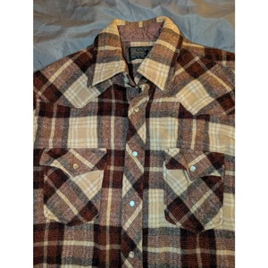 Vintage JC Penny Wool Flannel Button Down Shirt 15 1/2 33 Small - Picture 1 of 6