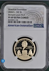 2024 S PROOF AMERICAN INNOVATION Maine Bernard Lown M.D. NGC PF69 Ultra Cameo - Picture 1 of 2