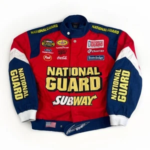 Vintage Nascar National Guard Subway #16 Jacket Size L Team Caliber Multicolor - Imagen 1 de 21