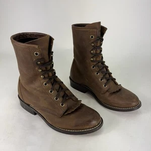 Botas Laredo Roper 112 de Colección Cuero Marrón con Cordones Kiltie EE. UU. Talla 7 Mujeres - Imagen 1 de 6
