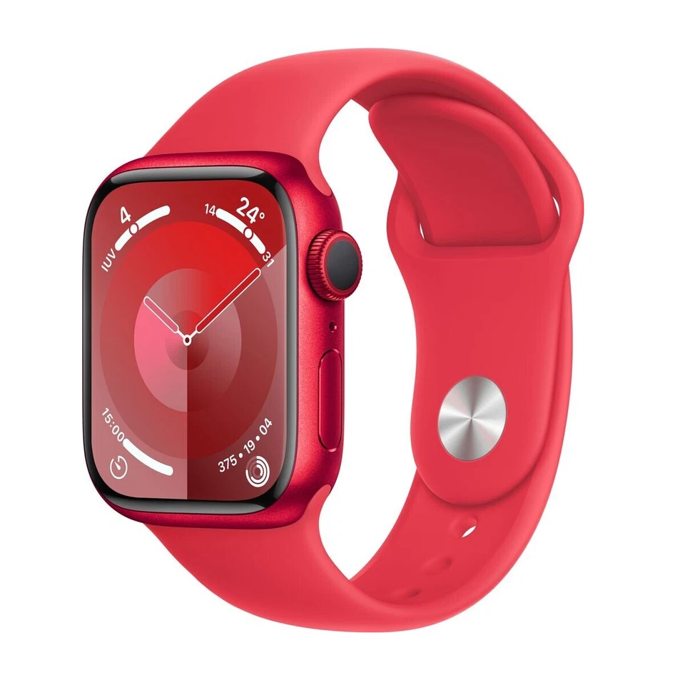 Apple Watch 9 GPS 41mm Alu rot Smartwatch 64GB watchOS digital OLED WLAN NFC  - Bild 1 von 1