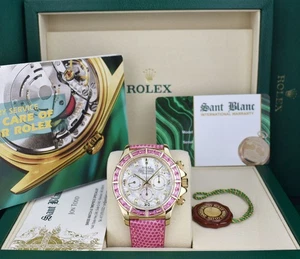 ROLEX 18kt Gold DAYTONA MOP Diamond Aft Pink Bezel Lizard Strap 16518 SANT BLANC - Picture 1 of 7