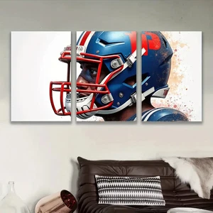 3pcs Watercolor Football Painting Wall Art Canvas Unframed/Framed - Picture 1 of 8