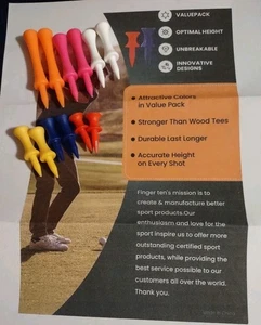 Finger Ten's Golf Tees 6 verschiedene Farben/Größen unzerbrechlich insgesamt 12 Tees - Bild 1 von 1