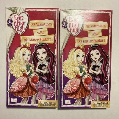 Ever After High 32 Valentines With Glitter Stickers RARE New 2013 Mattel-2 Boxes - Image 1 of 4