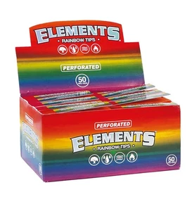 1 Box (50 Heftchen) Elements Rainbow Tips perforiert slim Filtertips - Picture 1 of 4