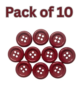 Eleganceinlife Sew-Thru Button, 2 Inch – Red Color – Nylon Material – Pack of 10 - Picture 1 of 9