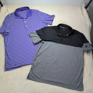 Polo RLX Purple Stripe & Adidas Black Gray Lot of 2 Men’s XL Golf Polos - Picture 1 of 17