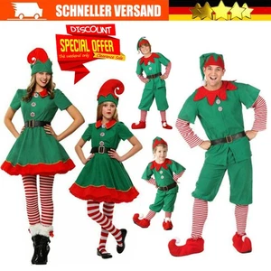 Kinder Erwachsene Weihnachten Kostüm Outfits Elf-Der Weihnachtself Cosplay Party - Bild 1 von 23