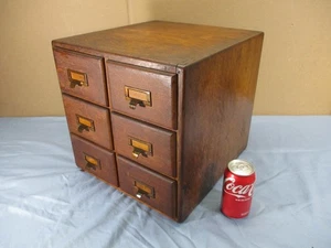 Vtg 6 Drawer Wood Index Card File Organizer Quarter Sawn Oak Jointed SHAW WALKER - Picture 1 of 17