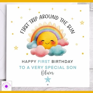Biglietto Primo Compleanno Personalizzato Figlio Figlia Nipote - Foto 1 di 11
