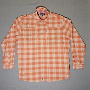 Patagonia Fly Fishing Sun Stretch Shirt XXL Orange Plaid Vented Quick Dry EUC - Picture 1 of 7