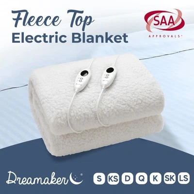 350GSM Electric Blanket Fully Fitted Washable Heated Fleece Double Queen King - image 1 of 4