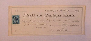 Classic U.S. Bank Draft w/ Stamp ~ dated March 13, 1878, Chatham Savings Bank - Picture 1 of 1