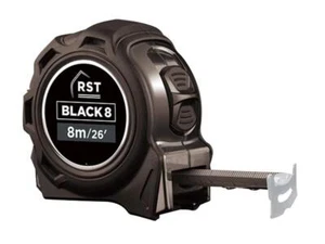 R.S.T. Black Tape Measure 8m 26ft Width 25mm RSTRSTBLACK8 - Picture 1 of 1