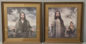 Joseph Wallace King (Vinciata), Vtg Religious Framed 15"x16" Jesus Litho Prints - Picture 1 of 13