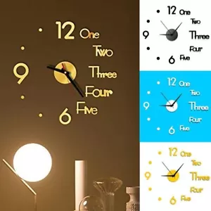 DIY 3D Modern Large Number Mirror Wall Sticker Big Watch Home Office Decor US - Picture 1 of 17