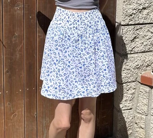 Falda De Colección Trapos de Agua Azul Y Blanco Remolinos Flores Años 80’s Cintura Gruesa M - Imagen 1 de 8