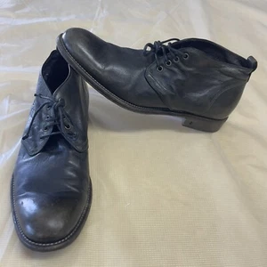 John Varvatos Ankle Boots Shoes Men Sz10 Italy Dark Green Leather Distressed - Picture 1 of 14