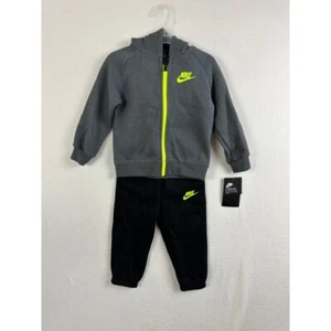 Nike Boys Training Set 24M Neon Zip Gray Black Sports - Picture 1 of 7