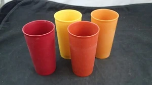 LOT of 4~Vintage~TUPPERWARE~Harvest Colors~TUMBLERS~Glasses~12 Oz~No 873~NICE! - Picture 1 of 4