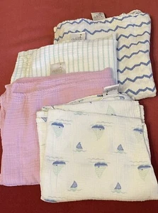 Aden & Anais 4 mantas de muselina para bebé verde lavanda azul blanco veleros - Imagen 1 de 7