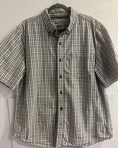 Camicia uomo Carhartt manica corta XL blu beige a quadri tasca cotone taglia XL - Foto 1 di 4