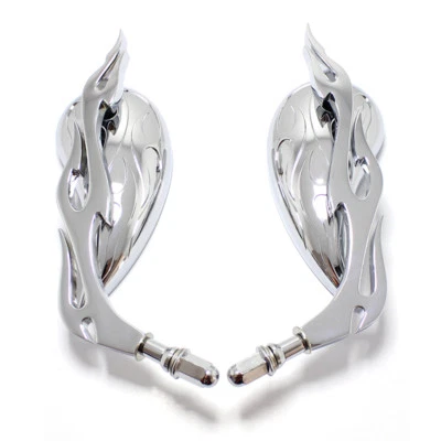 Хромированные каплевидные пламенные мотоциклетные зеркала для Harley Davidson Road Glide Fatboy A - Изображение 1 из 4