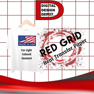 Wärmeübertragungspapier ROTES GITTER Premium leichtes Gewebe Tintenstrahl 8,5" x 11" 25 Blatt - Bild 1 von 3