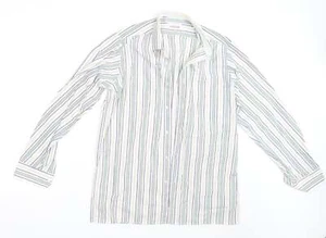 Peter England Mens Multicoloured Striped Cotton Button-Up Size L Collared - Coll - Picture 1 of 12