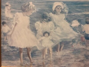 Hermosa pieza enmarcada de obra de arte de Helene Leveille ""On vacation at Last - Imagen 1 de 6